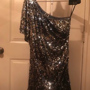 Deb One Shoulder Sequenced Party Dress